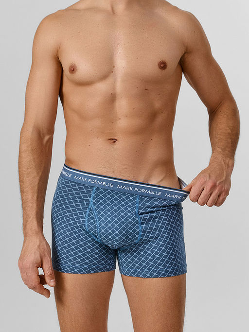 Цена за 2 штуки! Трусы боксеры мужские синие с узором - Mark formelle фото 4