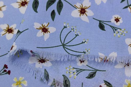 Импорт. хлопок Цветочное ассорти цв.голубой с сиреневым оттенком, ш.1.4м, хл-100%, 100гр/м.кв - Купава фото 3