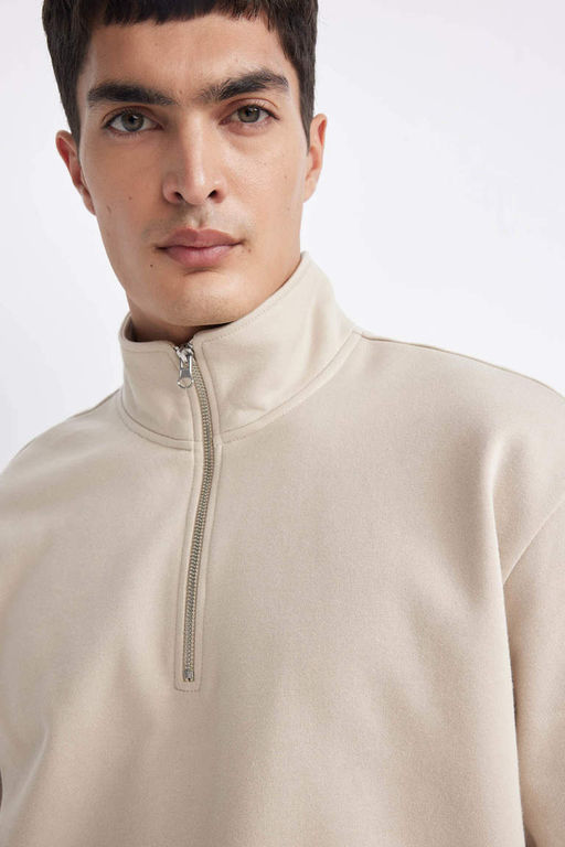 Толстовка Comfort Fit на молнии с воротником-стойкой - Defacto фото 4