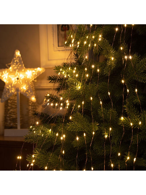 Гирлянда «Конский хвост» 20 нитей по 2 м, IP20, медная нить, 400 LED, свечение тёплое белое, 12 В