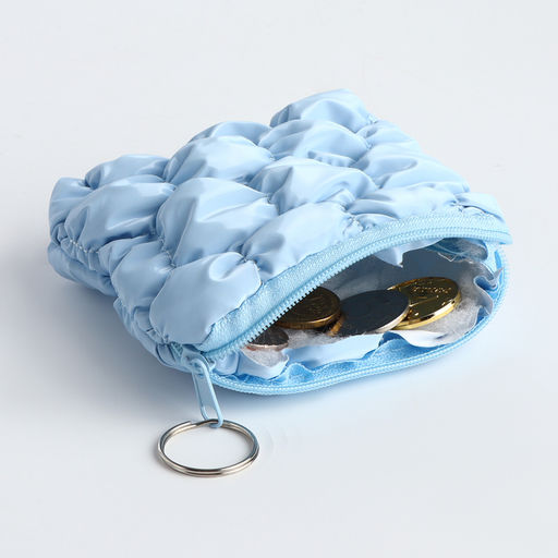 Кошелёк-монетница на молнии, 12×2.5×8.5 см, мягкий, голубой
