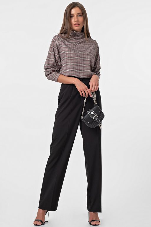 Джемпер свободный с длинным рукавом в клетку красный