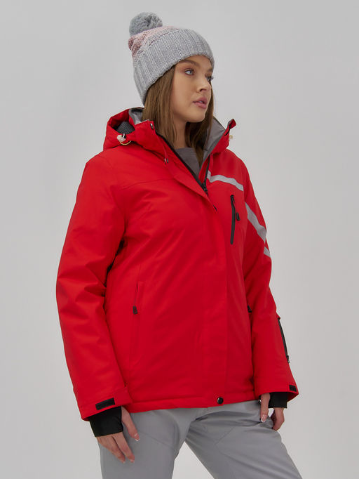 Горнолыжная куртка женская зимняя красного цвета 7017Kr - Chunmai фото 3