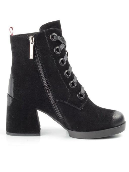 04-R180-1 BLACK Ботинки зимние женские (натуральная замша, натуральный мех) - Фабричный китай фото 12