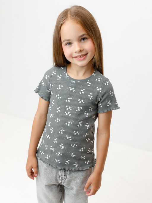 КР 302814/пряный базилик,нежные цветочки к585 фуфайка (футболка) для дев - Crockid фото 3