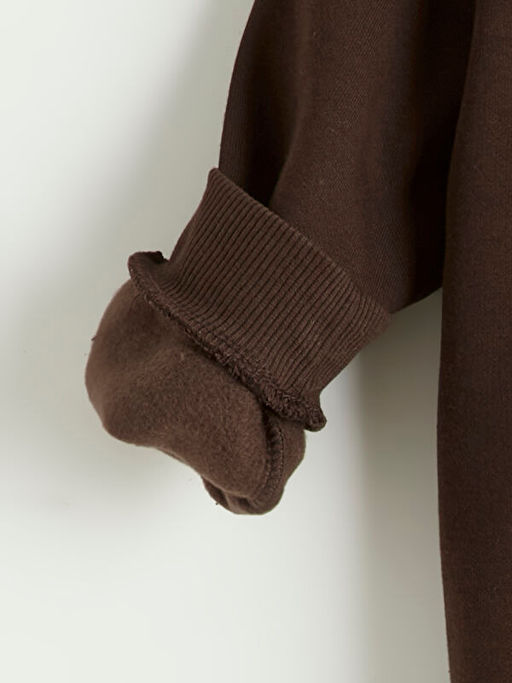 Bisiklet Yaka Bask?l? Erkek ?ocuk Kal?n Sweatshirt