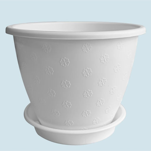 Цена за 3 шт. Горшок для цветов с поддоном «Цветочек», 1.2 л, d=15 см, пластиковый, белый