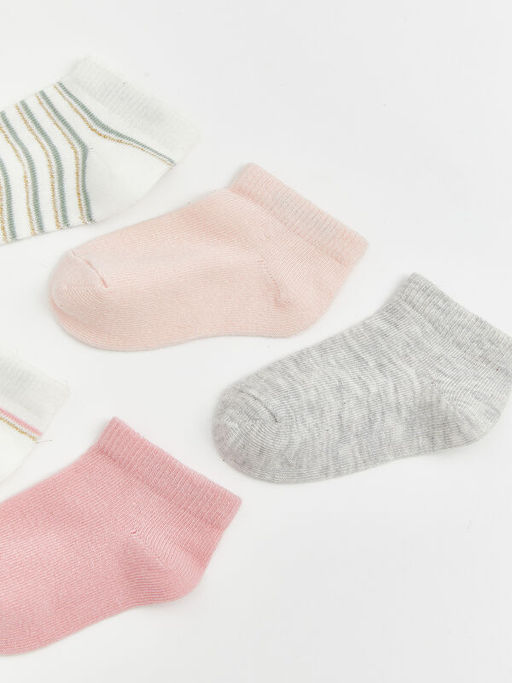 Desenli K?z Bebek Patik ?orap 5li Paket