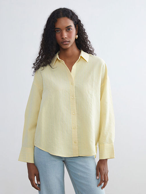 ?izgili Oversize Modal Kar???ml? Kad?n G?mlek