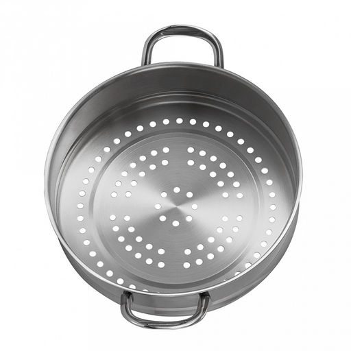 Пароварка (мантоварка) из нержавеющей стали Брилон 7л, д26см, h14см, s0,6мм, дно д23,5см, s4мм, три уровня h7,5см, стеклянная жаропрочная крышка, стальной обод, пароотвод, ручки из нержавеющей стали на сварке, капсулированное дно, полировка матовая - Домашняя мода фото 3