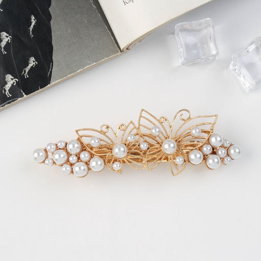 Цена за 2 шт. Заколка - автомат для волос «Забава», бабочки, 10 см