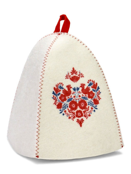 Шапка для бани с принтом "Славянка славянка", белая