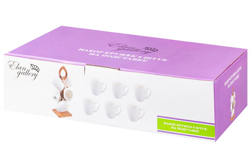 Набор кружек Elan Gallery Розы фарфор 300 мл 6 шт на подставке  фото 12