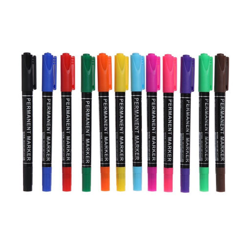 Набор маркеров перманентных двусторонних, 12 цветов, в блистере