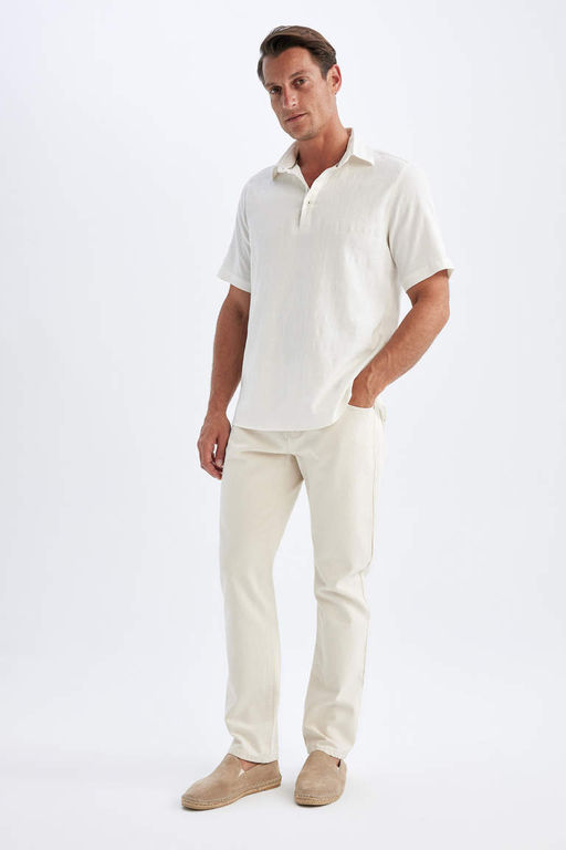 Текстурированная рубашка обычного кроя с короткими рукавами - Defacto фото 2