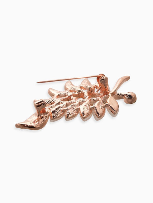 Брошь  Соло веточка, цветная в золоте