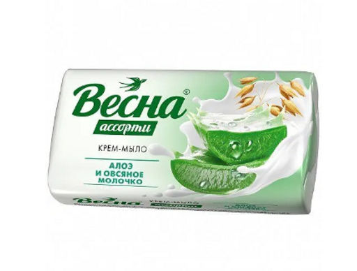 ВЕСНА АССОРТИ мыло-крем туалет.в/об. 90гр Алоэ и Овсяное молочко