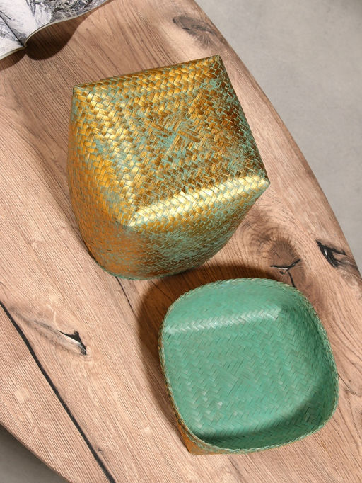 Корзинка плетёная «Голден», 20×20×26 см, голубая