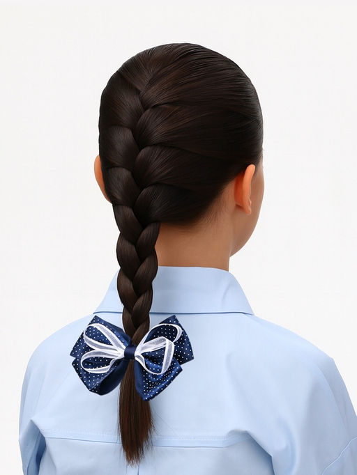 Цена за 6 шт. Бант для волос на резинке «Школьница», синий с прозрачной лентой, 5 см, синий