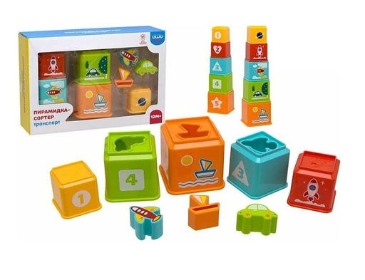 UWU Baby. Пирамидка-сортер "Транспорт" в кор. арт.77235