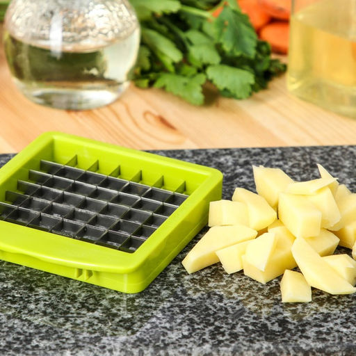 Овощерезка - шинковка со сменными насадками и контейнером Доляна Fresh Cook, 6 насадок, 14×12.5×38.1 см, белая, зелёная