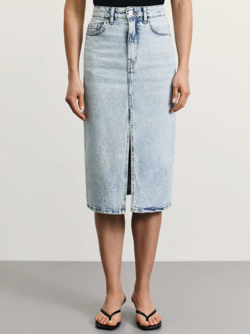 Джинсовая юбка миди с разрезом спереди / Zarina  фото 3