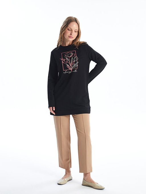 Bask?l? Kad?n Sweatshirt Tunik