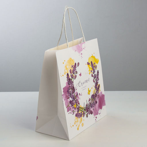 Цена за 2 шт. Пакет подарочный крафт, упаковка, Счастье в каждой минуте, 22?25?12 см