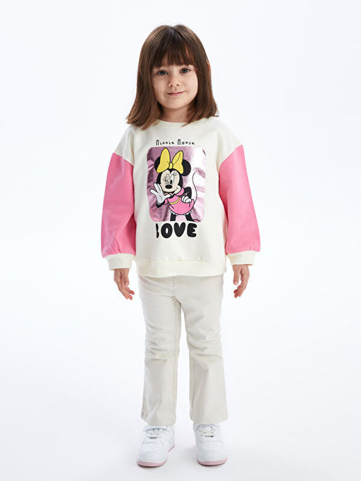Bisiklet Yaka Uzun Kollu Minnie Mouse Bask?l? K?z Bebek Sweatshirt - Waikiki фото 2