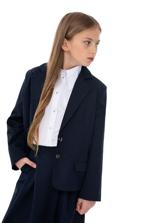 Синий школьный пиджак для девочек Mooriposh, модель 0717