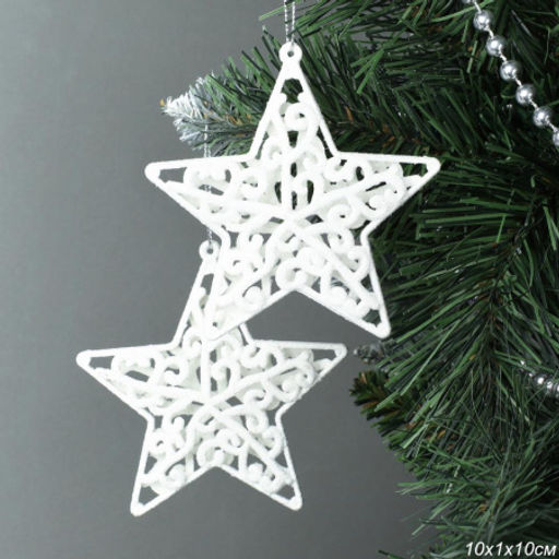 Елочное украшение Звезда 2 штуки/ ZT2023-087 /уп 250/1000/белый