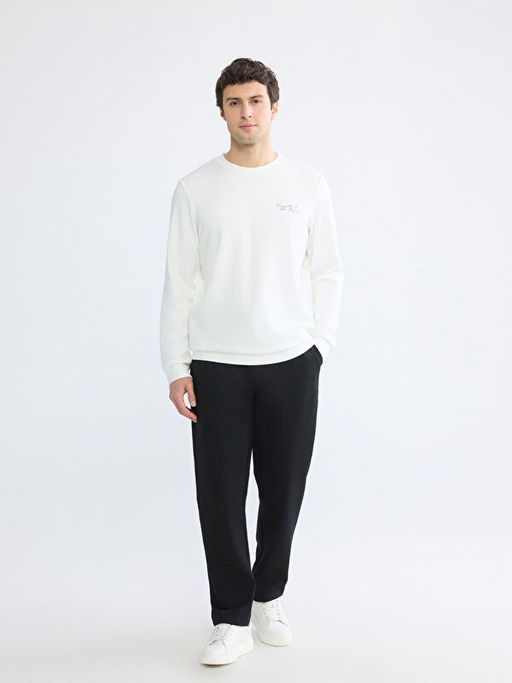 Bisiklet Yaka Nak??l? Erkek Sweatshirt