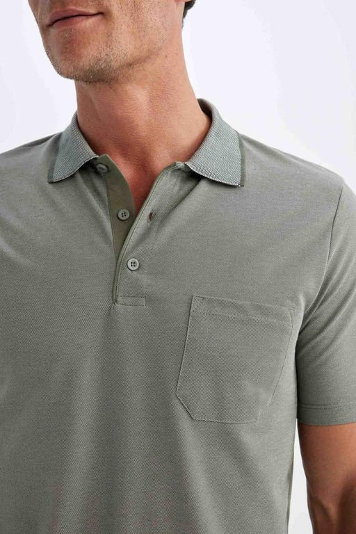 Футболка-поло из пике стандартного кроя с короткими рукавами - Defacto фото 6