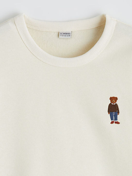 Bisiklet Yaka Nak??l? Erkek ?ocuk Kal?n Sweatshirt