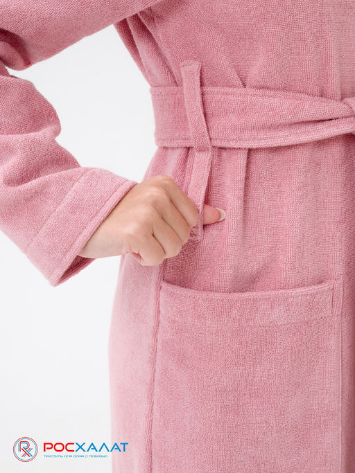 Женский халат с капюшоном пудрово-розовый МЗ-06 (102) - Росхалат фото 6