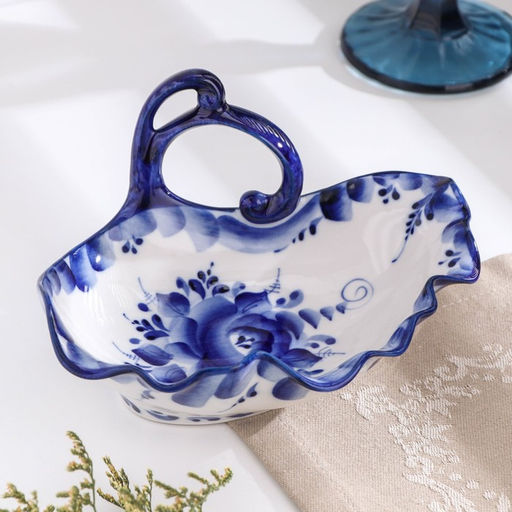 Салатник керамический «Цветок», 17.5×13.5×8 см, гжель