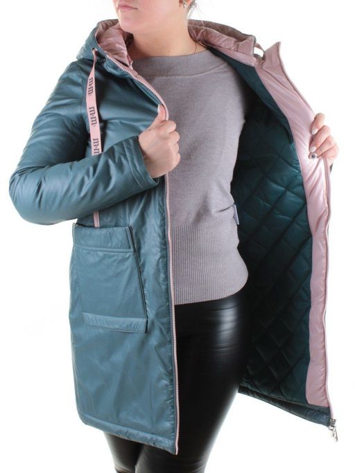 B19116 GRAY/GREEN Пальто демисезонное женское Aikesdfrs - Fashion фото 7