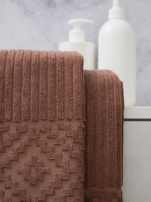 Махровое полотенце жаккардовое Соната беж- какао ПМА-6603 (118) 45х90 - Росхалат фото 2
