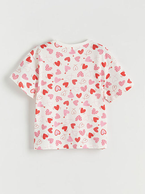 Kalp Bask?l? K?z ?ocuk ?ortlu Pijama Tak?m?