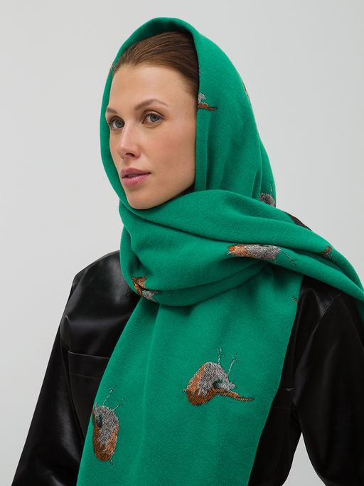 Большой, мягкий, теплый двусторонний палантин с принтом - Tantino фото 5