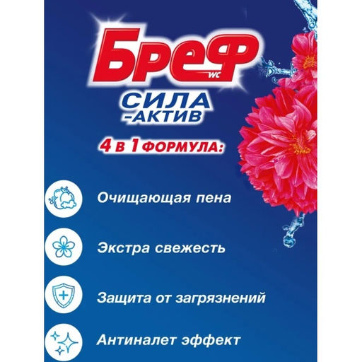 БРЕФ чист.блок д/унитаза 3х50гр СИЛА-АКТИВ Цветочная свежесть