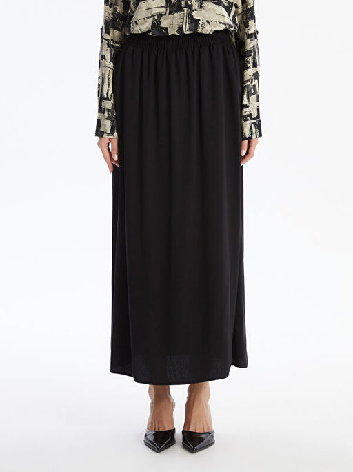 Kad?n Beli Lastikli D?z Etek