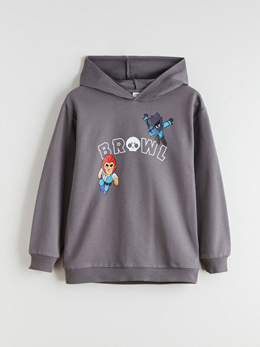 Kap??onlu Brawl Stars Bask?l? Erkek ?ocuk Sweatshirt