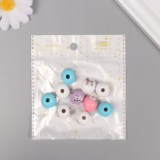 Бусины для творчества дерево "Милые коровки" набор 10 шт 1,6х1,6х1,6 см