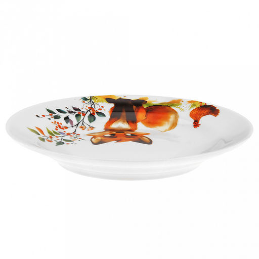 Набор посуды фарфоровый "Лисичка" 3 предмета: тарелка мелкая д175мм гладкий край, салатник д360мм, кружка 210мл, форма "Глория", подарочная упаковка (Россия)