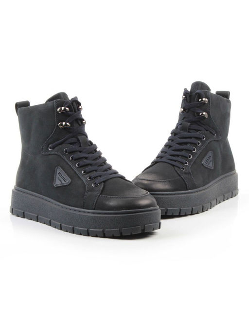 05-AW1002-6M DK. BLUE Ботинки зимние мужские (натуральная кожа, натуральный мех)