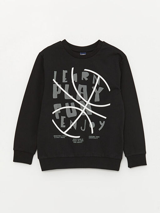 Bisiklet Yaka Bask?l? Uzun Kollu Erkek ?ocuk Sweatshirt ve E?ofman Alt? - Waikiki фото 2