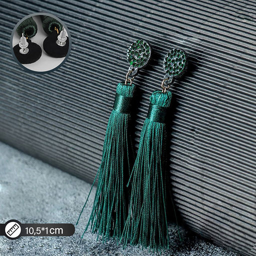 Серьги Кисти гармония, цвет изумрудный, L кисти 8.5 см