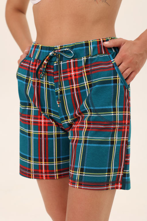 Шорты женские из кулирки Дачница зеленая клетка - Амадэль фото 5