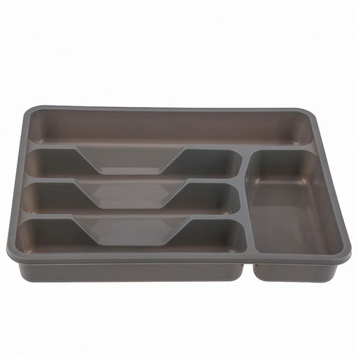 Лоток для столовых приборов пластмассовый 34х27х5см, темно-серый (Россия)